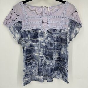 Vintage Y2K Free People Small Purple Crochet Tie Dye Crop Top Boho Lavender